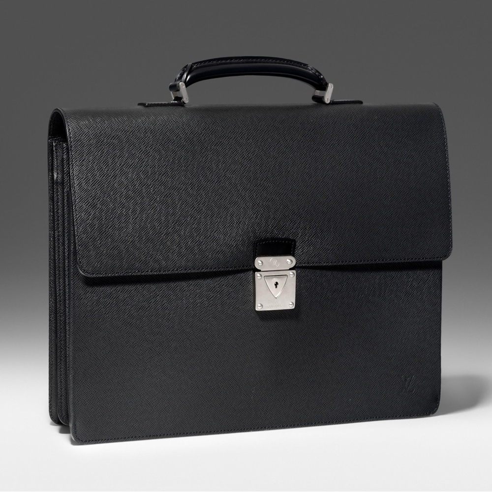 Louis Vuitton Taiga Leather attache’/“Serviette Fermoir-style” Briefcase